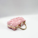 Organza 3D Rose Clutch In Pink