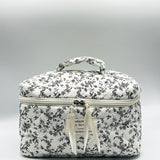 Floral Costmetic Tolietry Bag In Black White
