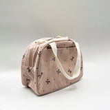 Corduroy Bow Insulated Lunch Holdall In Pink