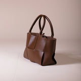 Wide Woven Tote Bag In Dark Brown