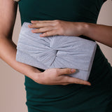 Ruched Bow Clutch Bag In Silver