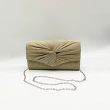 Ruched Bow Clutch Bag In Gold