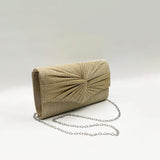 Ruched Bow Clutch Bag In Gold
