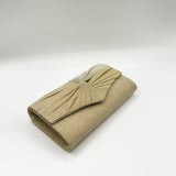 Ruched Bow Clutch Bag In Gold