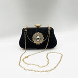 Ruched Jewel Clutch Bag In Black