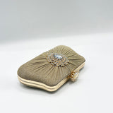Ruched Jewel Clutch Bag In Gold