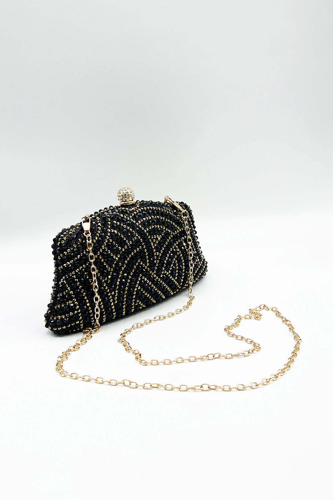 Embellished Clutch Bag In Black - svnx
