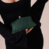 Embellished Clutch Bag In Green