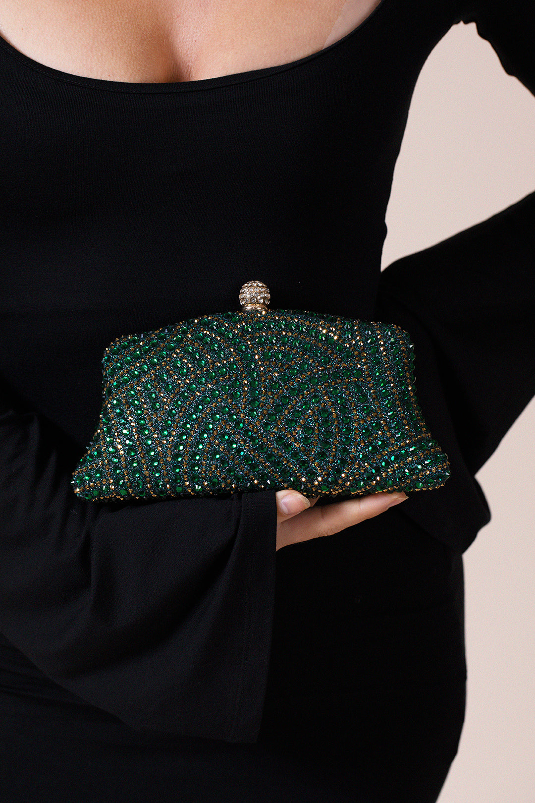 Embellished Clutch Bag In Green - svnx