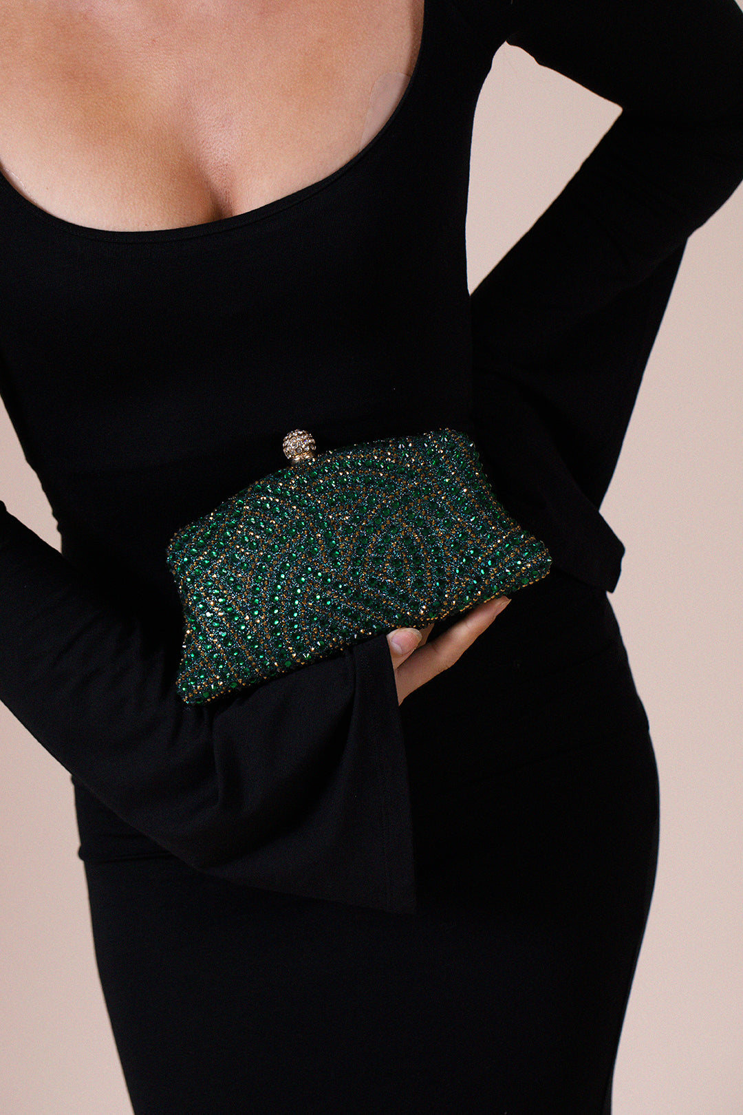 Embellished Clutch Bag In Green - svnx