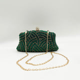 Embellished Clutch Bag In Green