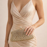 Embellished Clutch Bag In Gold
