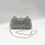 Embellished Fringe Clutch Bag In Silver