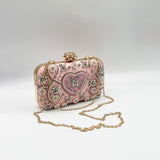 Embellished Heart Clutch Bag In Pink