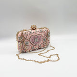 Embellished Heart Clutch Bag In Pink - svnx