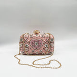 Embellished Heart Clutch Bag In Pink