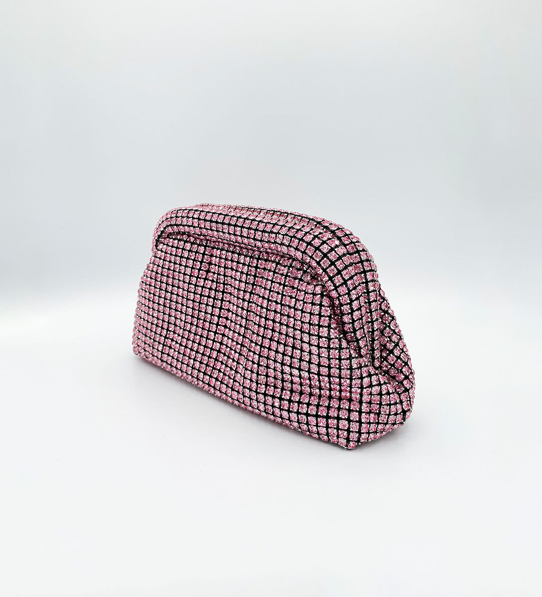 Crystal Pouch Clutch Bag In Pink