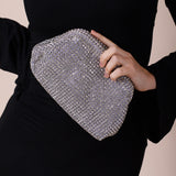 Crystal Pouch Clutch Bag In Silver