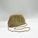Crystal Pouch Clutch Bag In Gold