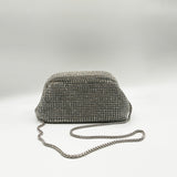 Crystal Pouch Clutch Bag In Silver
