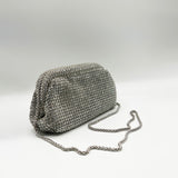 Crystal Pouch Clutch Bag In Silver