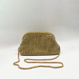 Crystal Pouch Clutch Bag In Gold