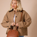 Faux Leather Mini Crossbody Bag In Brown