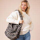 Borg Hobo Bag In Beige Leopard