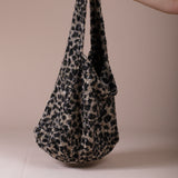 Borg Hobo Bag In Beige Leopard
