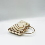 Heart Pearl Clutch Bag In Gold