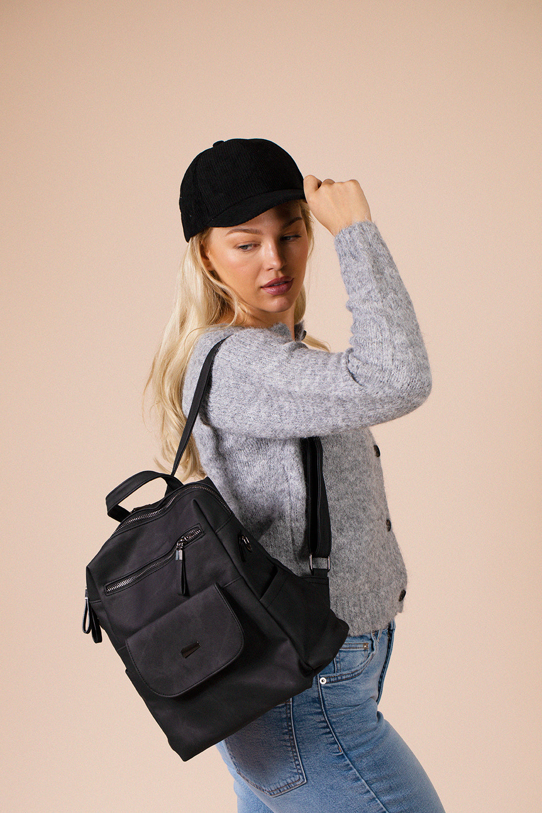 Faux Leather Backpack In Black – SVNX