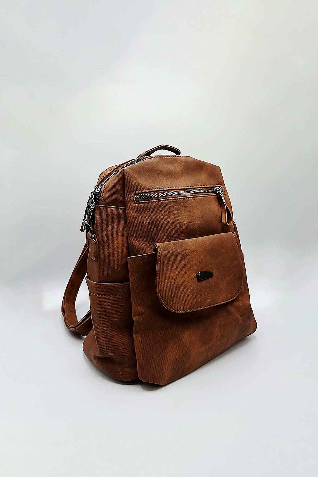 Faux Leather Backpack In Brown – SVNX