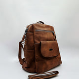 Faux Leather Backpack In Brown