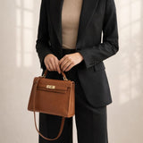Top Handle Satchel Tote Bag in Brown