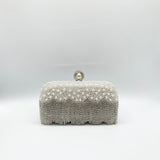 Vintage Pearl and Diamante Clutch Bag in Silver