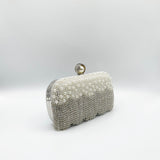 Vintage Pearl and Diamante Clutch Bag in Silver