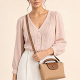 Crossbody Bag with Handle in Beige