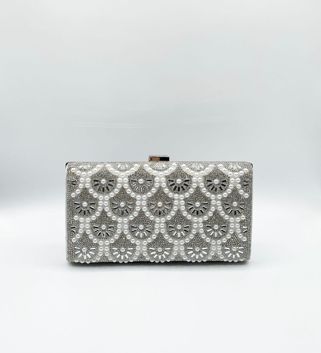 Vintage Rhinestone Glamour Clutch Bag in Silver