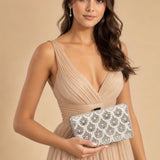 Vintage Rhinestone Glamour Clutch Bag in Silver