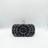 Rhinestone Ring Clasp Clutch Bag in Black