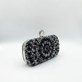 Rhinestone Ring Clasp Clutch Bag in Black