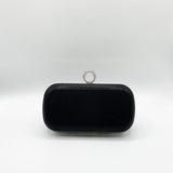 Rhinestone Ring Clasp Clutch Bag in Black