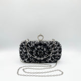Rhinestone Ring Clasp Clutch Bag in Black
