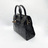 Crocodile-Print Handbag in Black