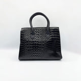 Crocodile-Print Handbag in Black