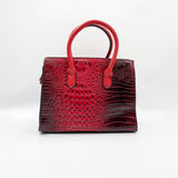 Crocodile-Print Handbag in Dark Red
