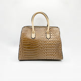 Crocodile-Print Handbag in Beige