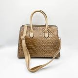 Crocodile-Print Handbag in Beige