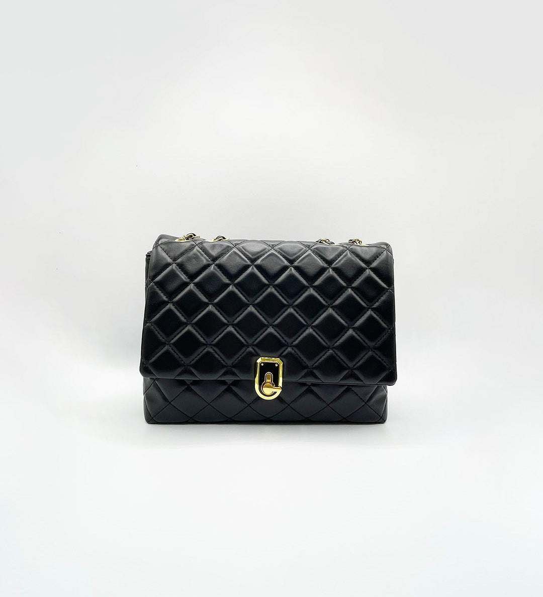 Luxury Quilted Shoulder Handbag with Chain Strap in Black
