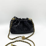 Woven Crossbody Handbag in Black